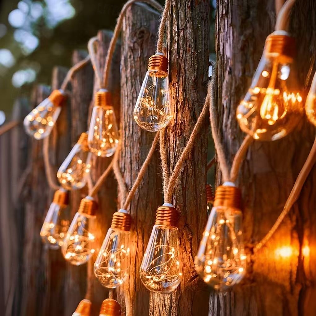 Solar Outdoor Camping Light Bulb Fairy String Light 8m 16LED Waterproof Wedding Party Atmosphere Landscape Light Home Garden Balcony Fence Tree Christmas Decoration 2025 - $53.99 –P1