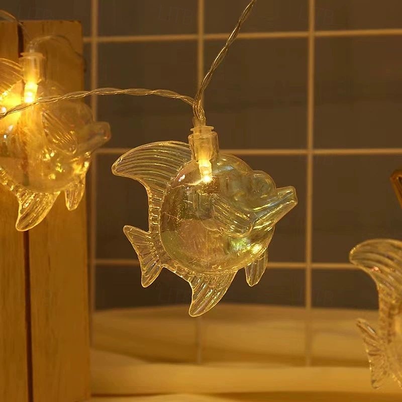Guirnalda de luces de concha marina de 1,5/3 m, 10/20 LED a batería, con forma de estrella de mar, ideal para bodas, fiestas, Navidad, hogar, vacaciones, decoración de ventanas. 2025 - $33.99 –P5