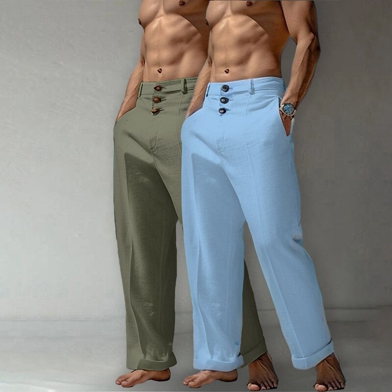 Homme Pantalons en Lin Pantalons Pantalon d'été Pantalons Amples Pantalons de Plage Poche Avant Jambe Droite Uni Confort Respirant Longueur complète Occasionnel Quotidien Fête Vacances Mode Blanc de 2025 ? $33.99 –P11