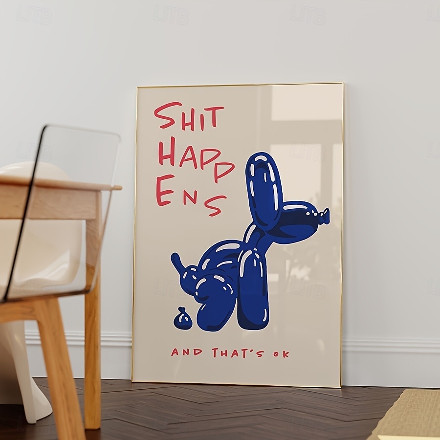 1pc Unframed Contemporary Canvas Poster Inspirational Blue & Red Typography Painting Balloon Dog Prints Canvas Wall Art Artwork Wall Painting For Birthday Gift Bedroom Office Living Room 2026 - $12.99 –P2
