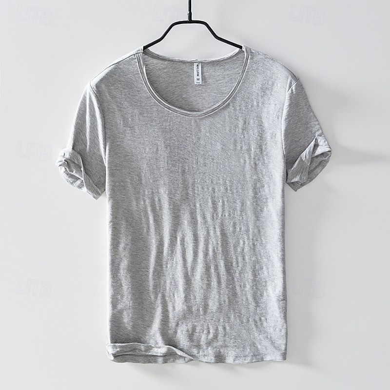 Homme T-shirt en coton T-shirt Manches courtes Col ras du cou Été Uni Mode Designer Basique Style Classique Vacances Rue Sortir Blanche Noir Bleu T-shirt haut de gamme pour homme de 2025 ? $13.99 –P7
