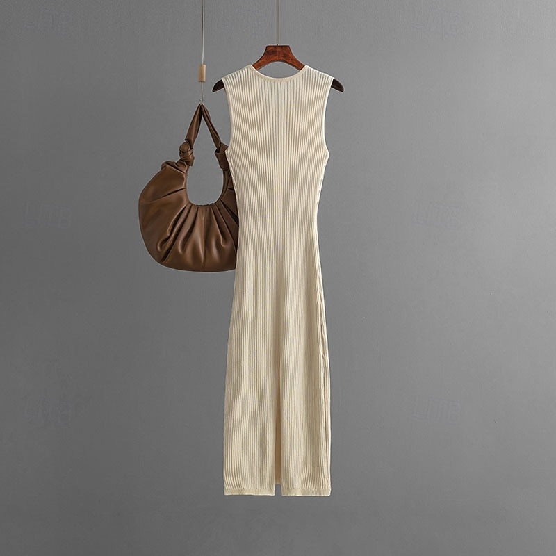 Femmes Robe Longue Maxi Robe Robe Blanche Robe Décontractée Sexy Robe Mode Extérieur Soirée Fête Coupe régulière Uni Sans manches Col ras du cou Bleu Violet Beige Été de 2025 ? $22.99 –P5