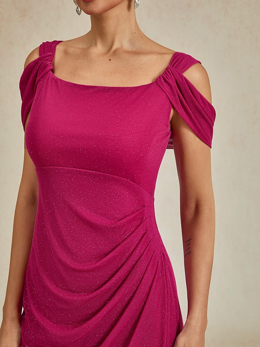 Dam Maxiklänning Sheath Dress Elegant party Födelsedag Ensfärgat Ärmlös Fyrkantig hals Fuchsia Sommar 2025 - $99.99 –P3