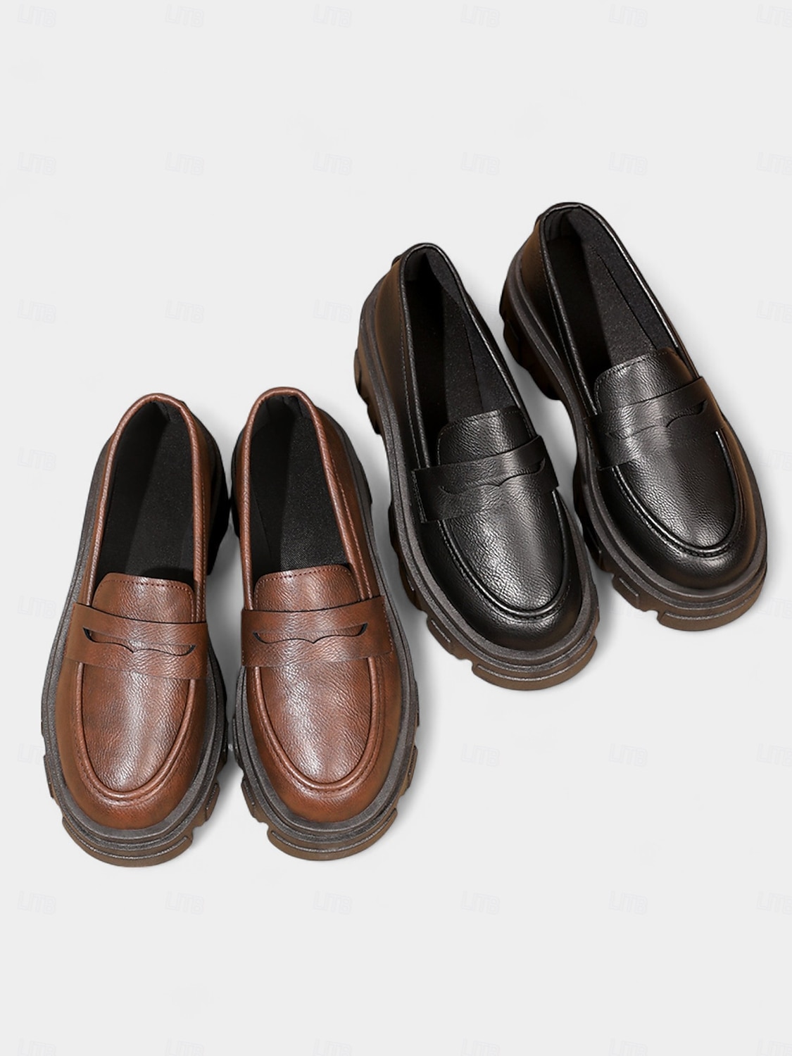 Mocassins noirs épais pour femmes avec semelle plateforme - chaussures décontractées à enfiler tendance pour un usage quotidien, au bureau et en week-end de 2025 ? $24.99 –P1