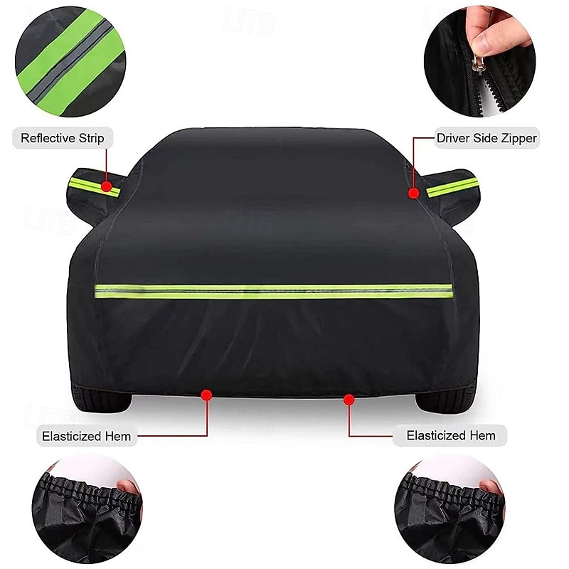 Extra sterke, waterdichte autohoes, ultieme Peva-bescherming tegen regen, sneeuw, uv-straling, wind en stof met reflecterende strip 2026 - $37.99 –P1