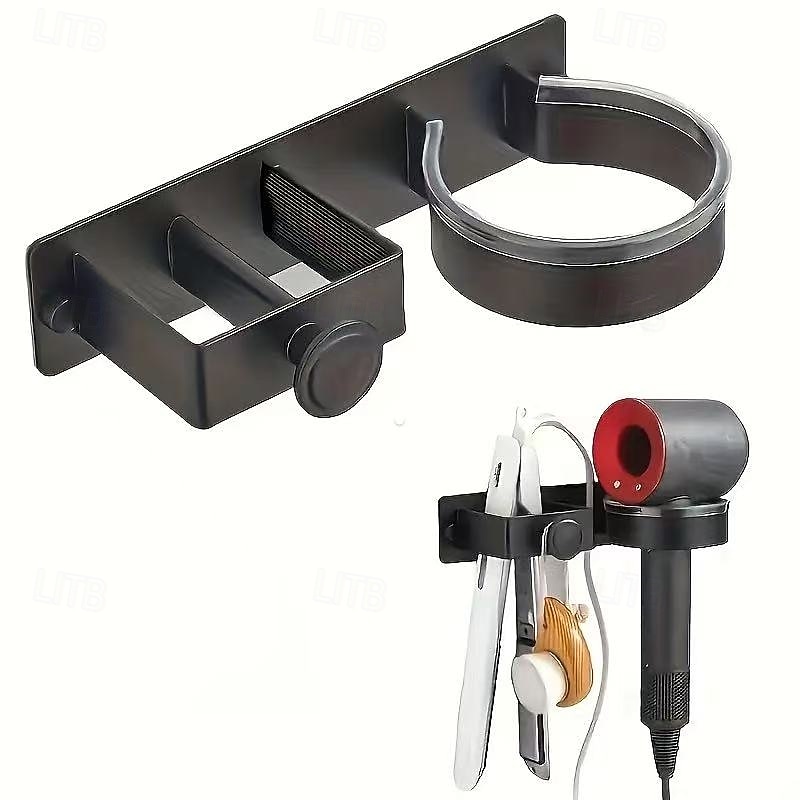 Wandmontierter Organizer für Haarwerkzeuge, Badezimmer-Aufbewahrungshalter ohne Bohren für Haartrockner und Glätteisen &Lockenstab, leichter 300 g Haar-Accessoire-Ständer mit Handtuchhaken, passt zu 2026 - $23.99 –P3