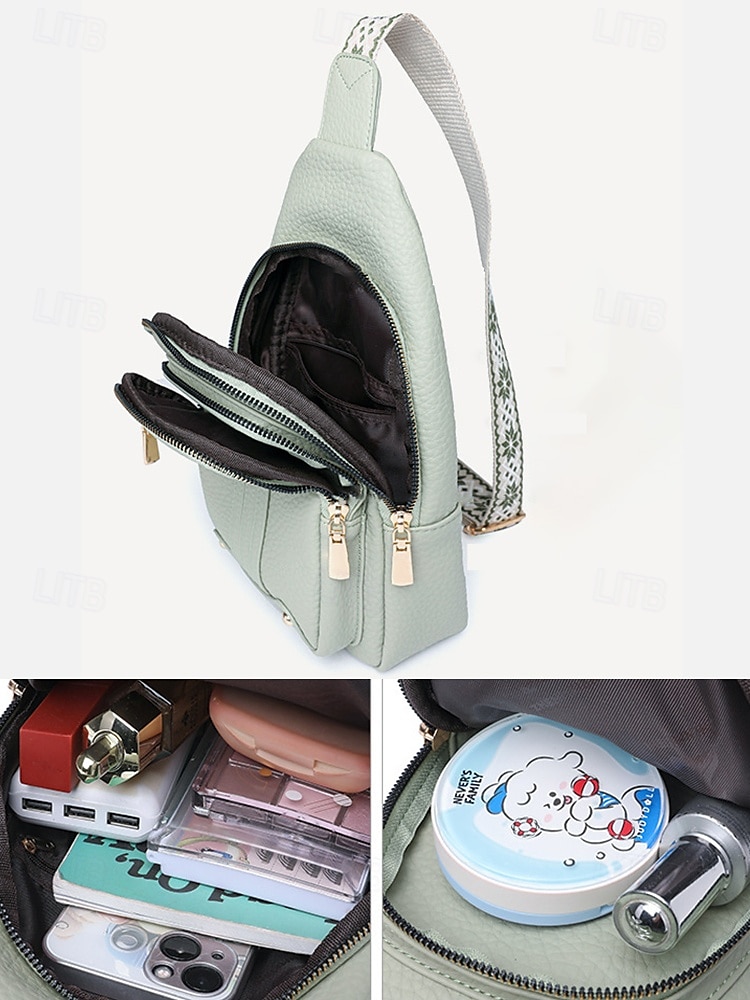 Dámská nepromokavá crossbody kabelka z umělé kůže - ležérní lehká crossbody kabelka s multifunkčními kapsami a širokým ramenním popruhem s etnickým vzorem, ideální na cestování, nakupování i každodenní nošení 2025 - $19.99 –P8