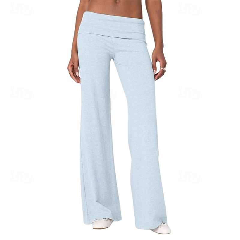 Pentru femei Picior Larg Pantaloni Pantaloni Palazzo Modă Șic Stradă Lungime totală Natural Simplu Talie elastică Respirabilitate Comfortabil Stradă Purtare Zilnică Ieșire Roșu Vin Negru 1 # Negru 2025 - $18.99 –P5