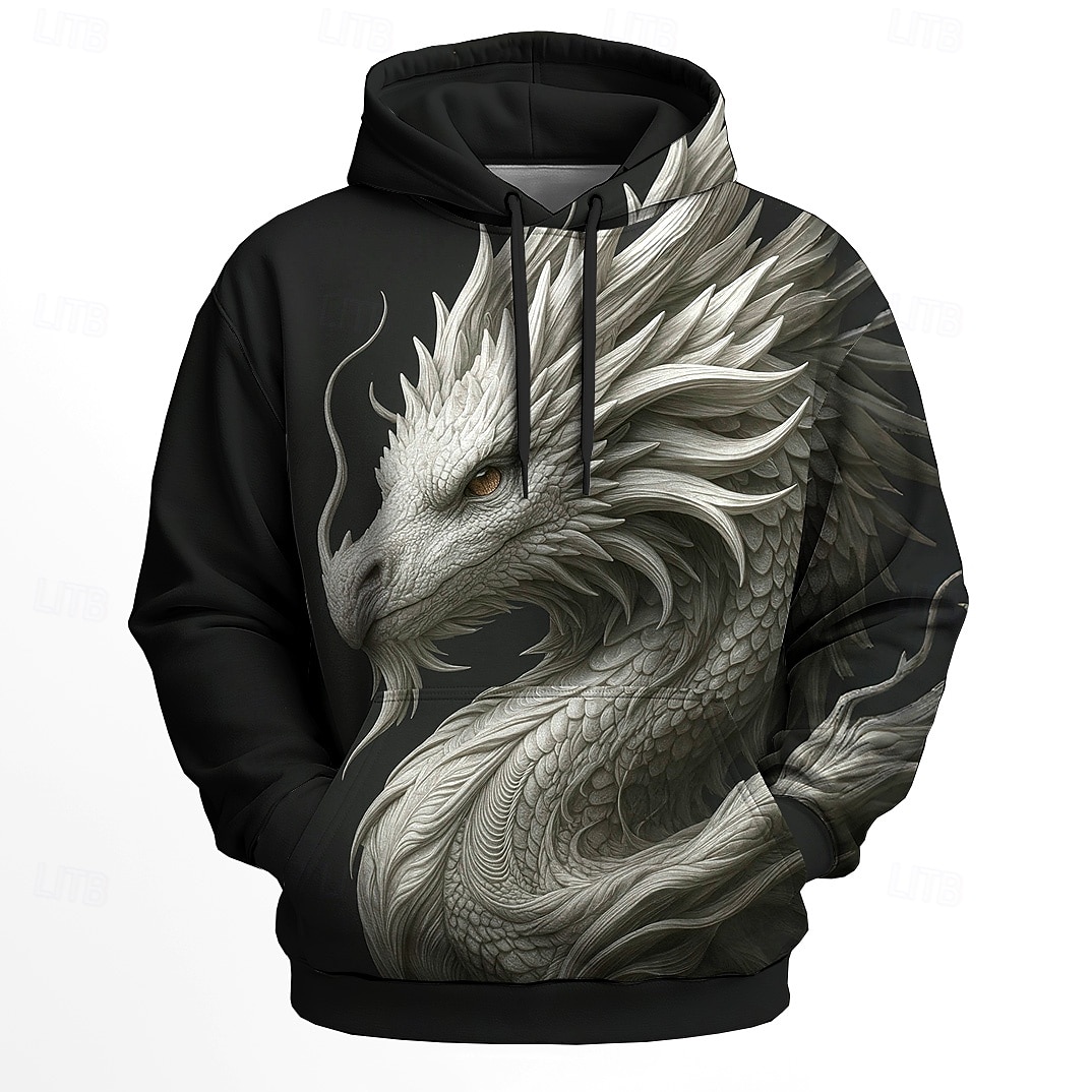 Per uomo Drago 3D Felpe con cappuccio Felpa Cool Festa Manica Lunga Girocollo Club Abbigliamento casual alla moda Blu Verde Coulisse Grafico Autunno Inverno progettista del 2025 a $31.99 –P1