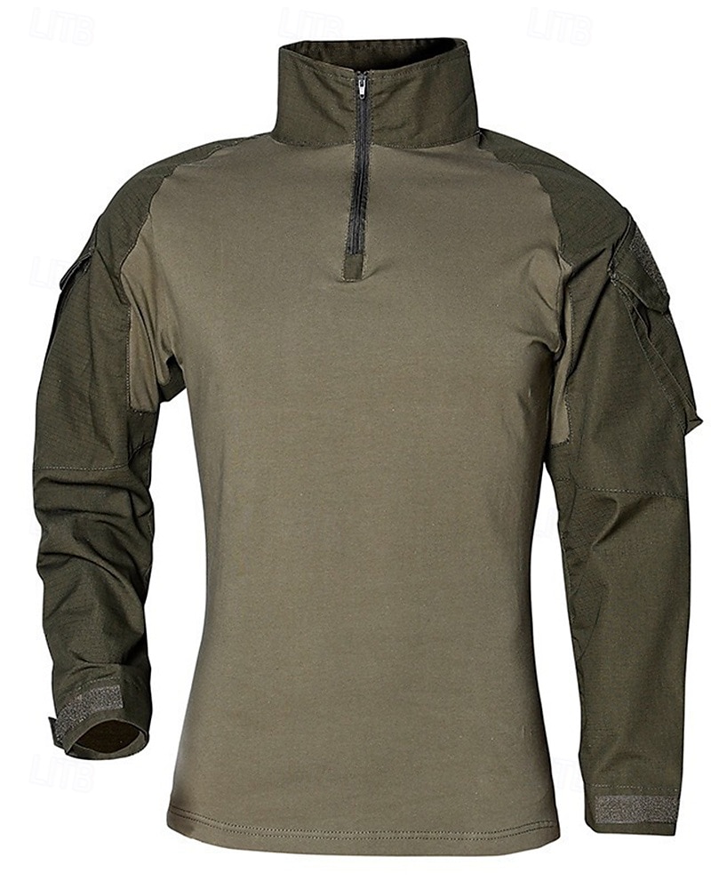 Per uomo Felpa con mezza zip Felpa militare Manica Lunga Collo alla coreana Top Esterno Traspirante Misto Cotone Mimetico Grigio scuro pitone nero Nero Viaggio Corsa del 2025 a $25.99 –P15