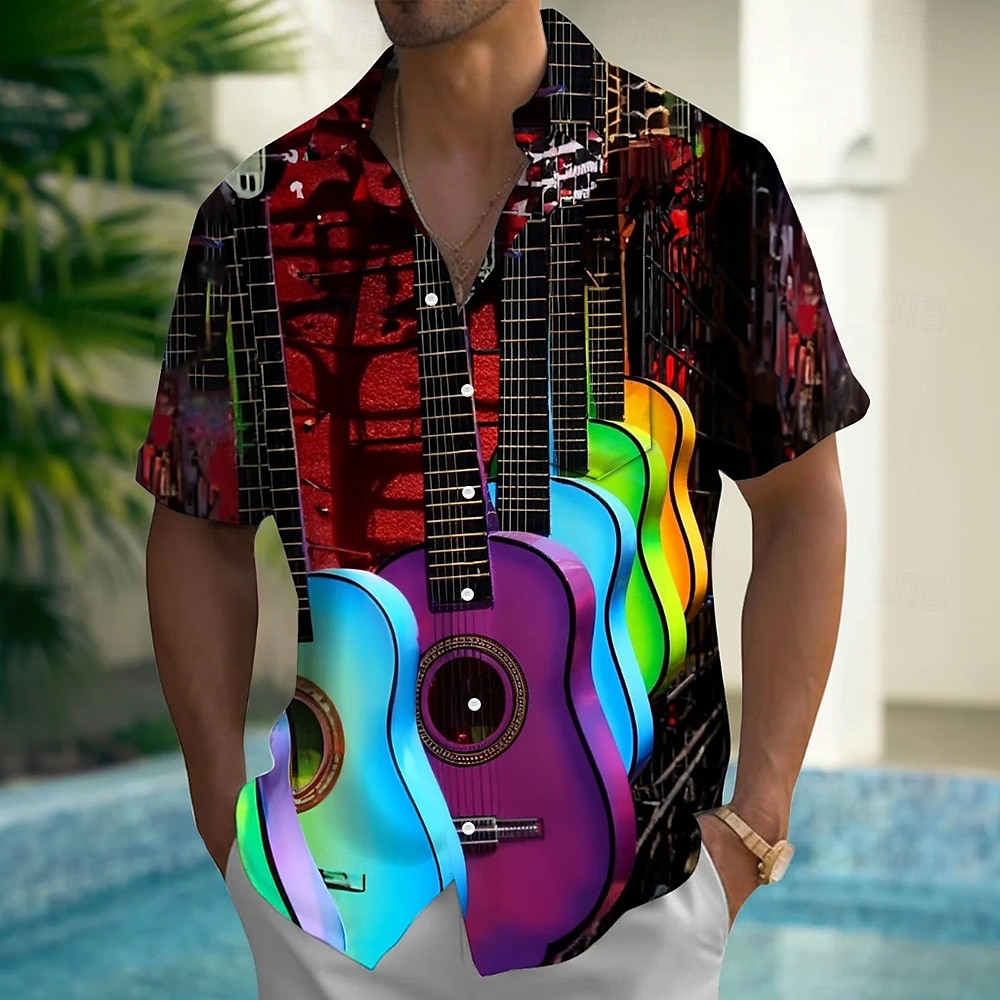 Per uomo Maestri del Consiglio Chitarra Strumento musicale Camicia Camicia Estiva Camicia con Bottoni Manica Corta Vintage Retrò All'aperto Vacanza Abbigliamento Quotidiano Estate Primavera Collo del 2026 a $25.99 –P2