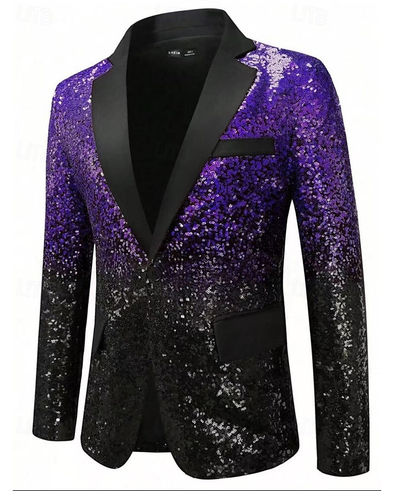 Homens Blazer O negócio Coquetel Festa de Casamento Moda Casual Primavera Outono Poliéster Gradiente Bolsos Botões Confortável Não Trespassado Jaqueta esporte Prata Azul Verde Escuro Roxo de 2025 por $67.99 –P7