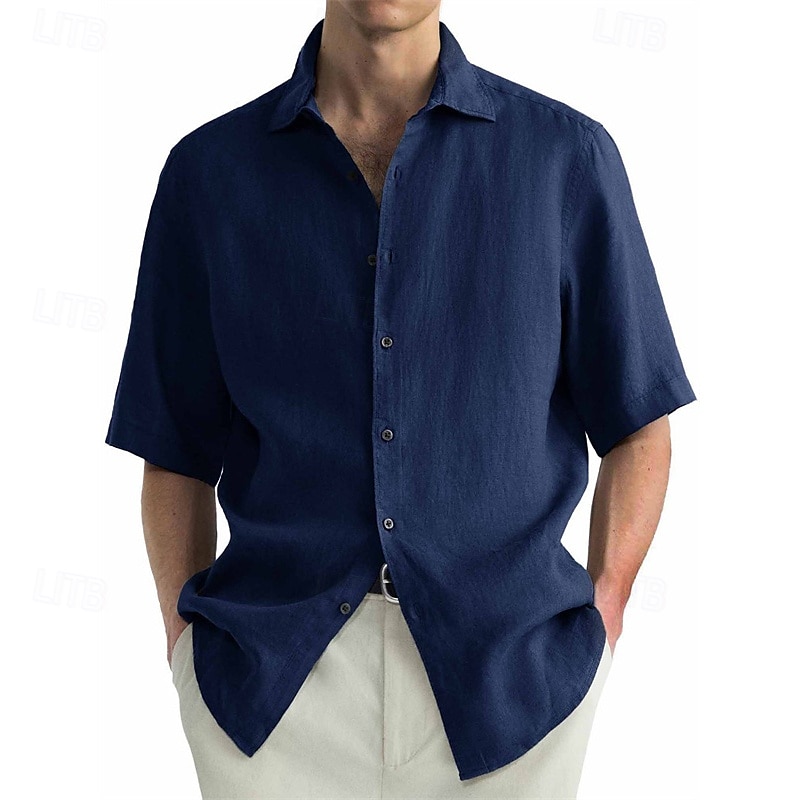 Herren Hemd Sommerhemd Freizeithemd Strandhemd Knopfhemd Schwarz Weiß Hellgrün Rosa Wein Kurzarm Einfach Revers Urlaub Hawaiianisch Bekleidung 100% Baumwolle Mode Lässig Bequem 2025 - $25.99 –P10