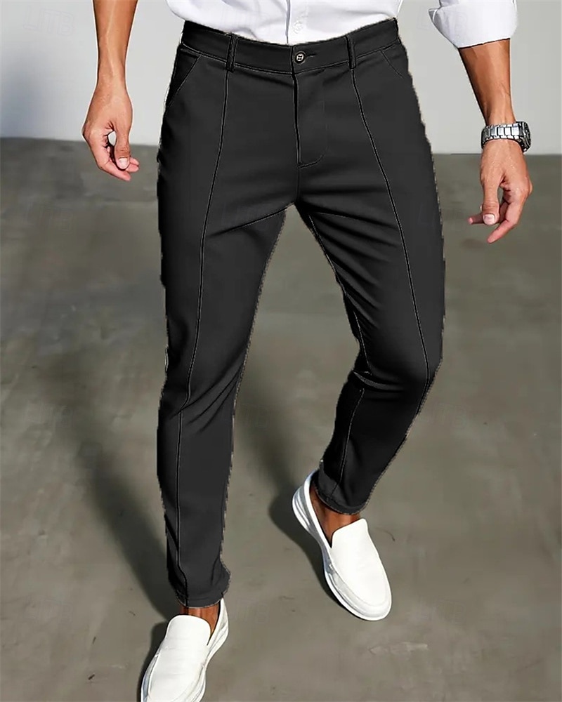 Herren Anzughose Slim Fit Hose Chinos Tasche Knöpfe Einfach Komfort Formell Party Arbeit Mode Klassicher Stil Schwarz Dunkelblau Mikroelastisch 2025 - $23.99 –P9