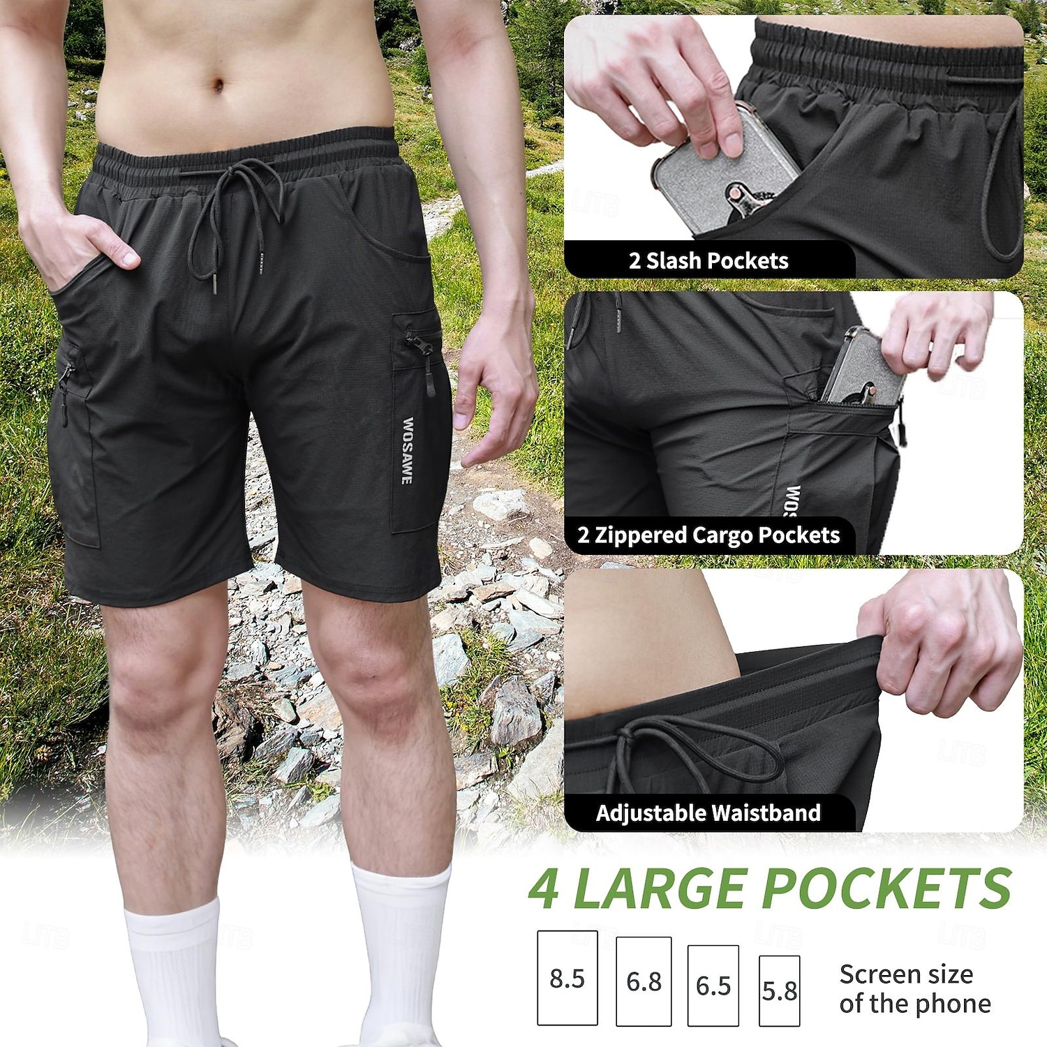 wosawe zomer racefiets speed mountain shorts multifunctionele fietsbroek met zakken ademend snel drogend fietsshirt bd129 2025 - $46.99 –P17