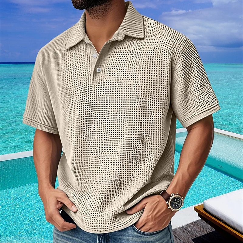 Per uomo Camicia di Velluto a Coste Maglia da golf Lavoro Casuale Bavero Manica Corta Essenziale Moderno Semplice Bottoni Estate Vestibilità regolare Nero Bianco Verde chiaro Rosso Blu marino Verde del 2026 a $18.99 –P6