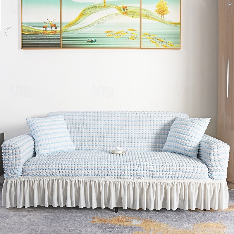 3D Bubble Lattice Elegant Stretch Sofa Cover Loveseat Cover Couch Cover Spandex Elastic Sofa Slipcover Protector with Skirt 2025 - $39.99 –P14