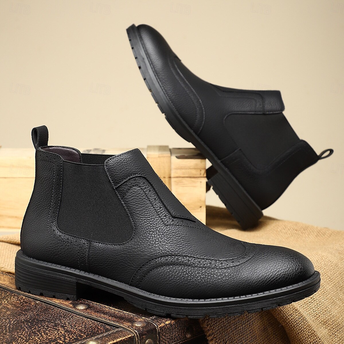 Homme Bottes Bottes Chelsea Marche ancien Occasionnel Britannique Cuir PU Confortable Antidérapant Chaud Bottines Mocassin Noir Marron Kaki Automne Hiver de 2025 ? $54.99 –P3