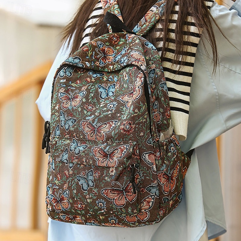 Women's Boho Floral Tapestry Backpack, Vintage Butterfly Print School Bag with Large Capacity for College, Travel, Festivals and Everyday Use 2026 - $24.99 –P3