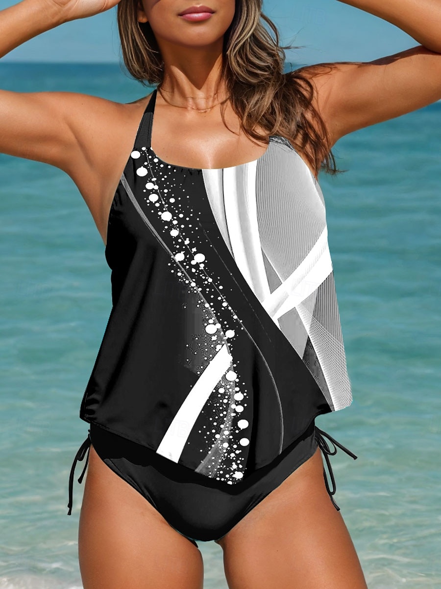 Damen Badeanzug Tankini Zweiteilig Freche Unterhose Bademode Rückenfrei Urlaub Strandbekleidung Ombre Grafik U-Ausschnitt Ärmellos Badeanzüge 2025 - $24.99 –P3