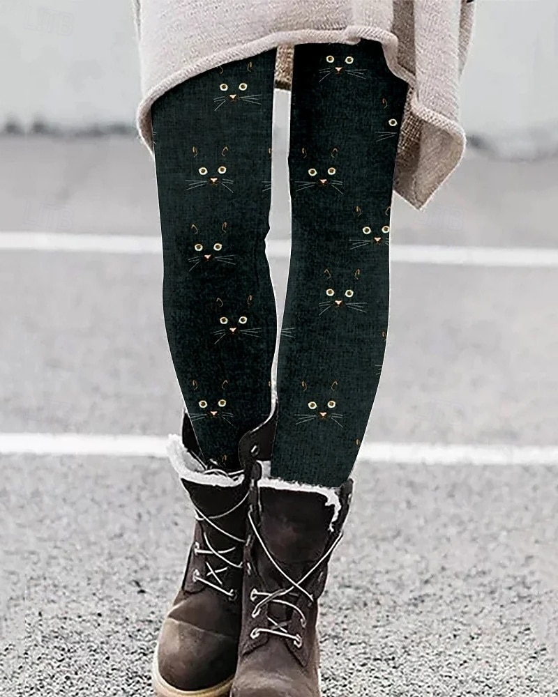 Naisten Housut Leggingsit Mukavat leggingsit Katutyyli Vapaa-aika Täyspitkä Korka vyötärö Kissa Joustava vyötärö Painettu Hengitettävyys Mukava Elastinen Loma Katu Arki-asut Musta Vaaleanpunainen 2025 - $17.99 –P1