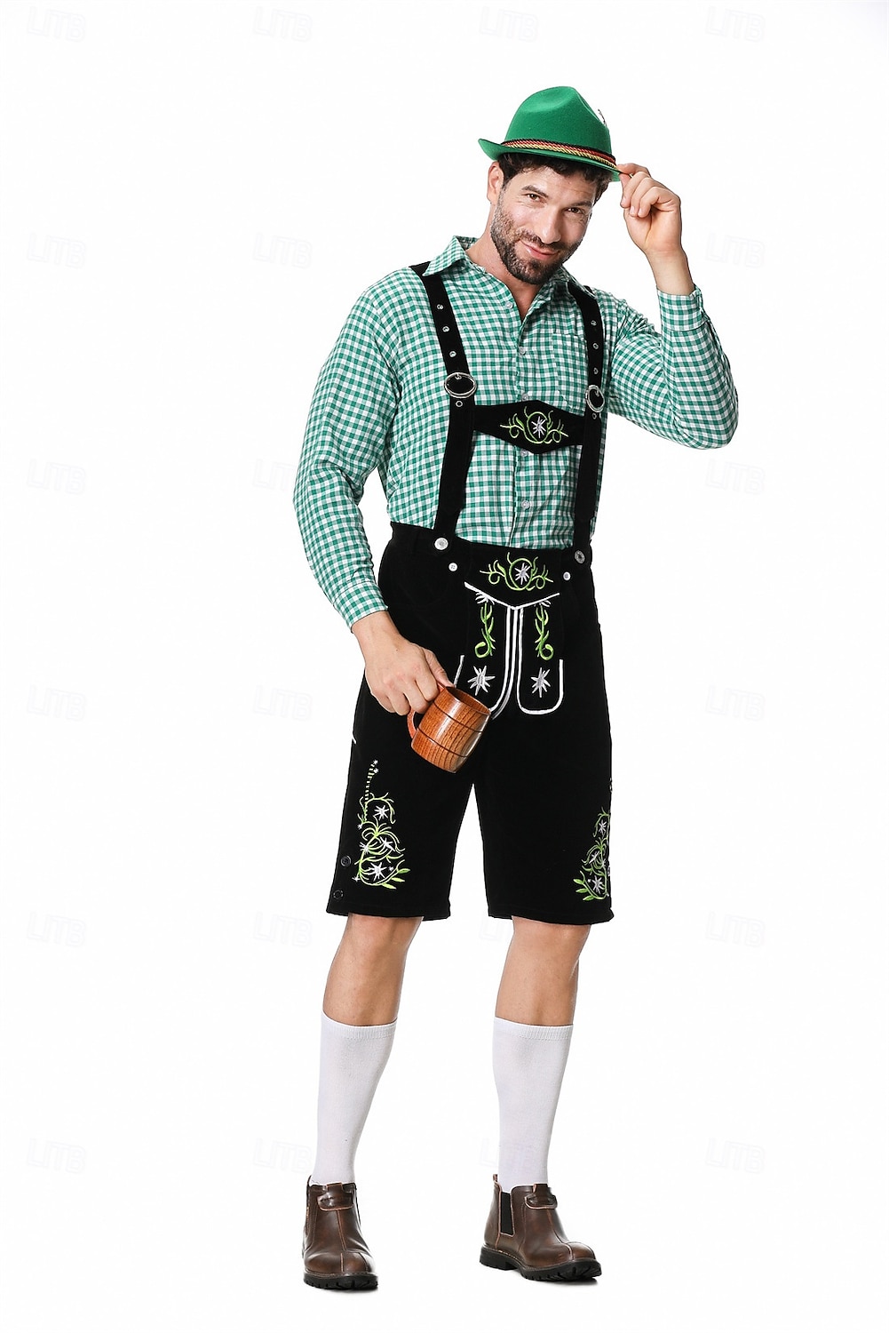 Oktoberfest lederhosen Cămașă bavareză Germană Munchen Pajiști Bărbați Carnaval Petrecere Festivalul de Bere Pânză în stil tradițional 2026 - $66.99 –P6
