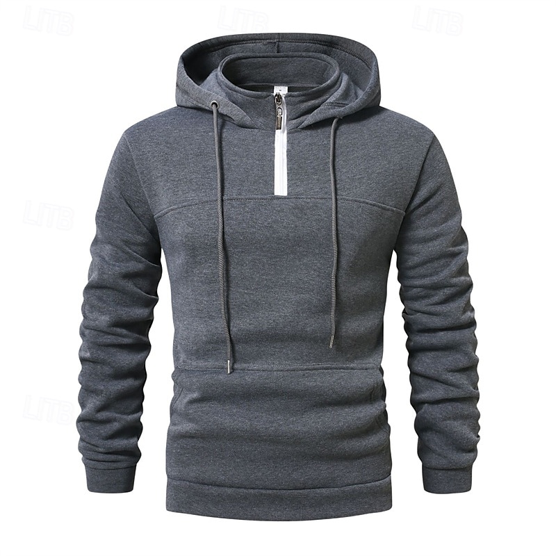 Per uomo Felpa con cappuccio Felpa con cappuccio e zip corta Aalbicocca Nero Vino Blu marino Verde scuro Con Cappuccio Semplice Coulisse Zip a un quarto Sport & Outdoor Quotidiano Ferie Poliestere del 2025 a $21.99 –P1
