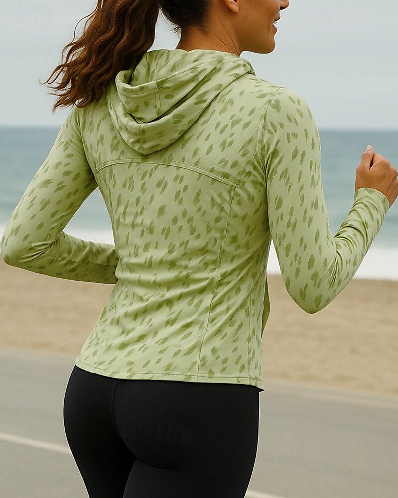 Femmes Veste de course Veste d'extérieur Veste à capuche Cordon de serrage manche longue Top Athleisure Protection solaire Coupe-vent Extérieur Course Yoga Tenue de sport Tenues de Sport Blanche Vert de 2025 ? $35.99 –P2