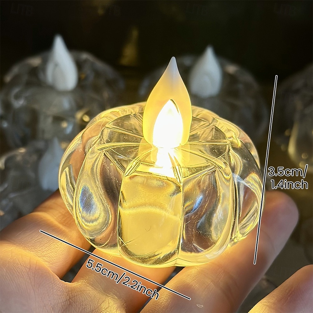 12 kpl 5,5 cm halloween-led-elektroninen kurpitsakynttilänvalo sisä-ravintolan juhlava tunnelmavalo lämmin valo 2025 - $20.99 –P9