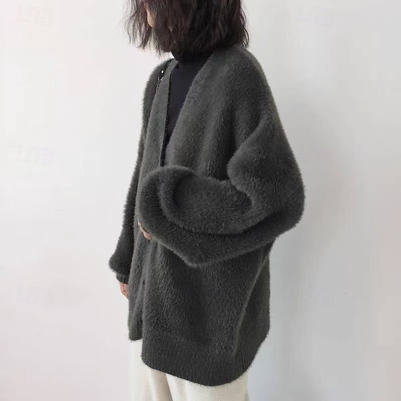 Femmes Pull Cardigan Mode Streetwear Quotidien Couleur Unie Côtelé Ouvert devant Tricoté manche longue Hauts Longs Tricoter Fête Sortir Week-end Blanche Rose Claire Automne Hiver de 2025 ? $34.99 –P5