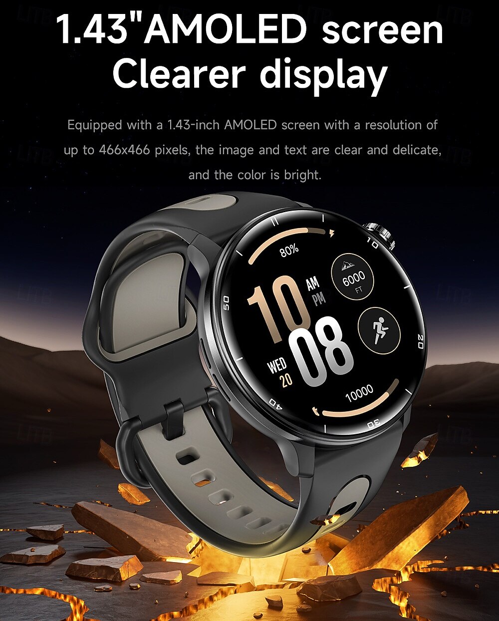 S666R Montre intelligente 1.43 pouce Smartwatch Montre Connectée Bluetooth Podomètre Rappel d'appel Moniteur d'Activité Compatible avec Android iOS Hommes GPS Longue Veille Étanche IP68 Boîtier de de 2025 ? $68.99 –P3