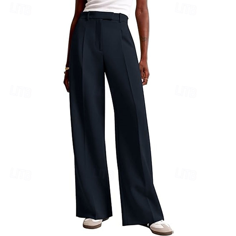 Women's Wide Leg Slacks Streetwear Casual Full Length Natural Plain Elastic Waist Comfy Street Holiday Daily Wear Ash Dark-Gray Dark red Apricot Fall Regular Fit 2026 - $32.99 –P19