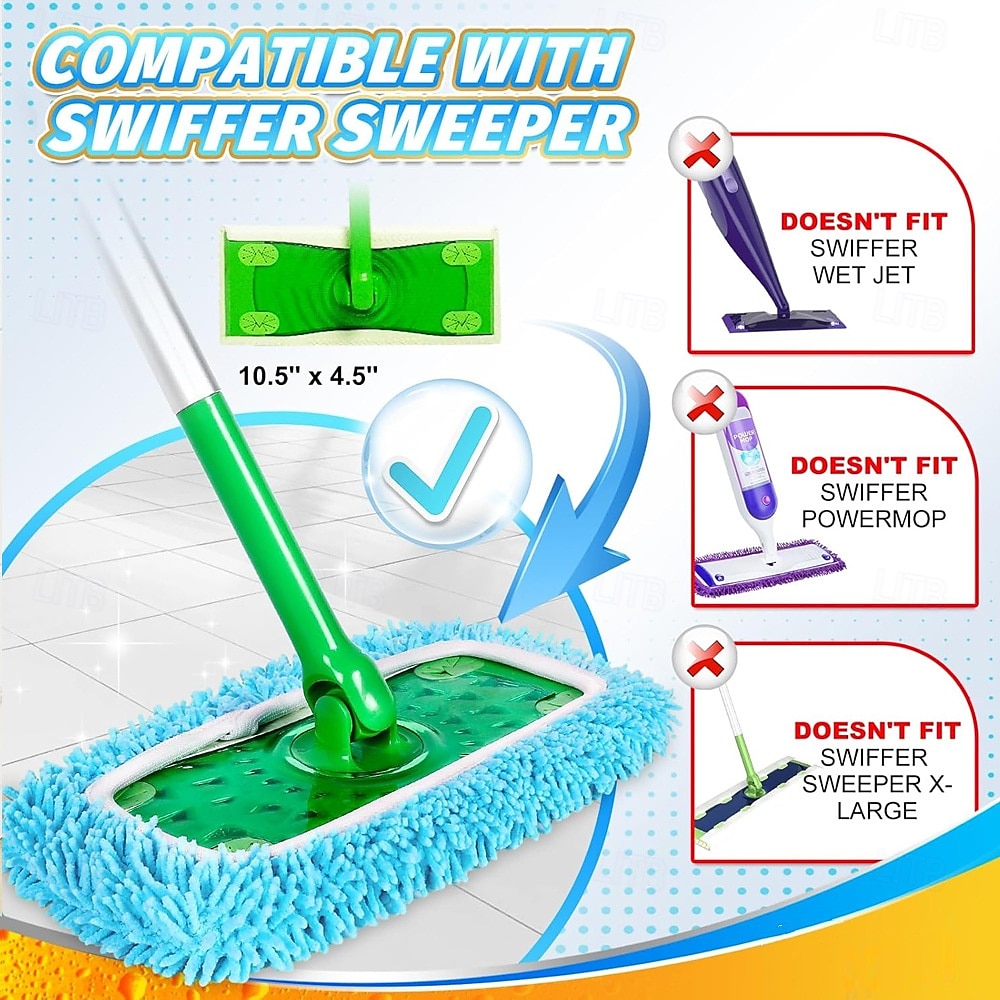 set di panni per mocio in microfibra riutilizzabili da 12 pollici, ricariche per mocio lavabile per pavimenti bagnati &lavaggio a secco, compatibile con la maggior parte dei mop piatti, testine del 2025 a $13.99 –P5