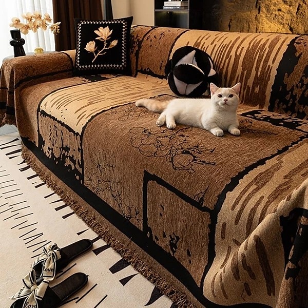 Vintage Chenille Anti-Scratch Sofa Protector Throw Couch Cover Pet Friendly 2025 - $47.99 –P2