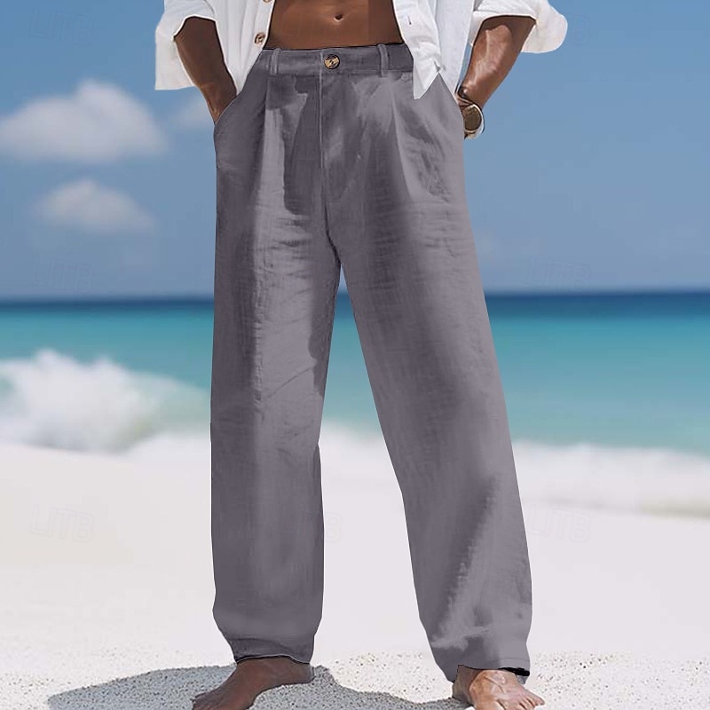 Homme Pantalons en Lin Pantalons Pantalon d'été Pantalons Amples Pantalons de Plage Taille Élastique Jambe Droite Uni Confort Respirant Longueur complète Occasionnel Quotidien Fête Vacances Mode Noir de 2026 ? $24.99 –P14