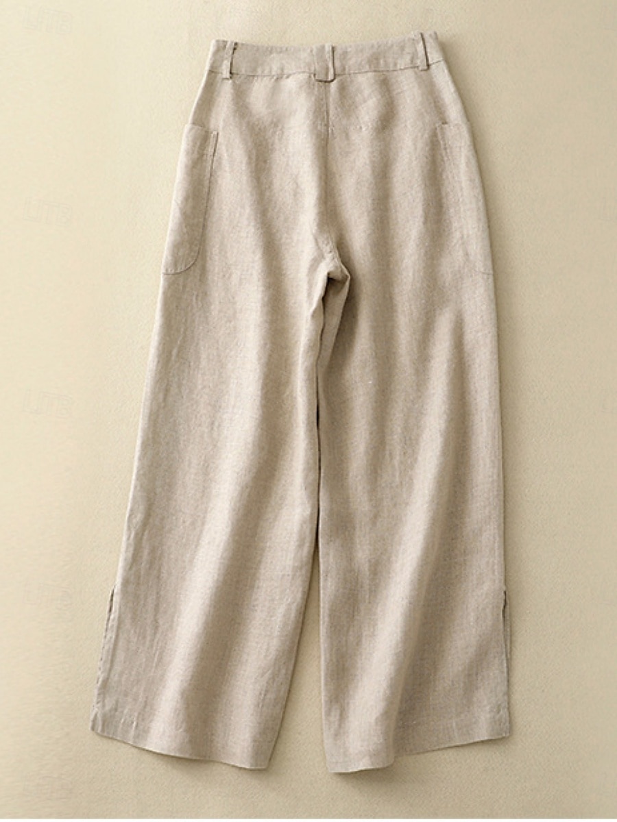 Per donna Pantaloni in cotone e lino Gamba larga Chinos Vacanza Vintage Moda Lunghezza intera Vita Alta Semplice Tasca Comodità All'aperto Inelastico Vacanza Streetwear Quotidiano Giallo Arancione del 2025 a $25.99 –P5