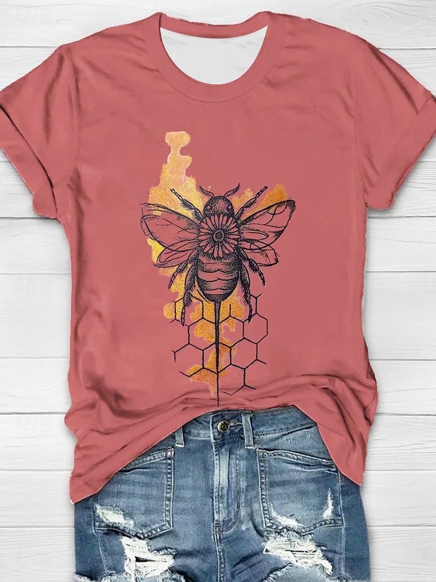 Pentru femei Tricou Grafic Animal Epocă Stilat Clasic Manșon scurt Stil Nautic Topuri obișnuite Zilnic Sfârșit de săptămână Imprimeu Verde salvie Alb Roz Îmbujorat Roz Prăfuit Portocaliu Vară 2025 - $19.99 –P5