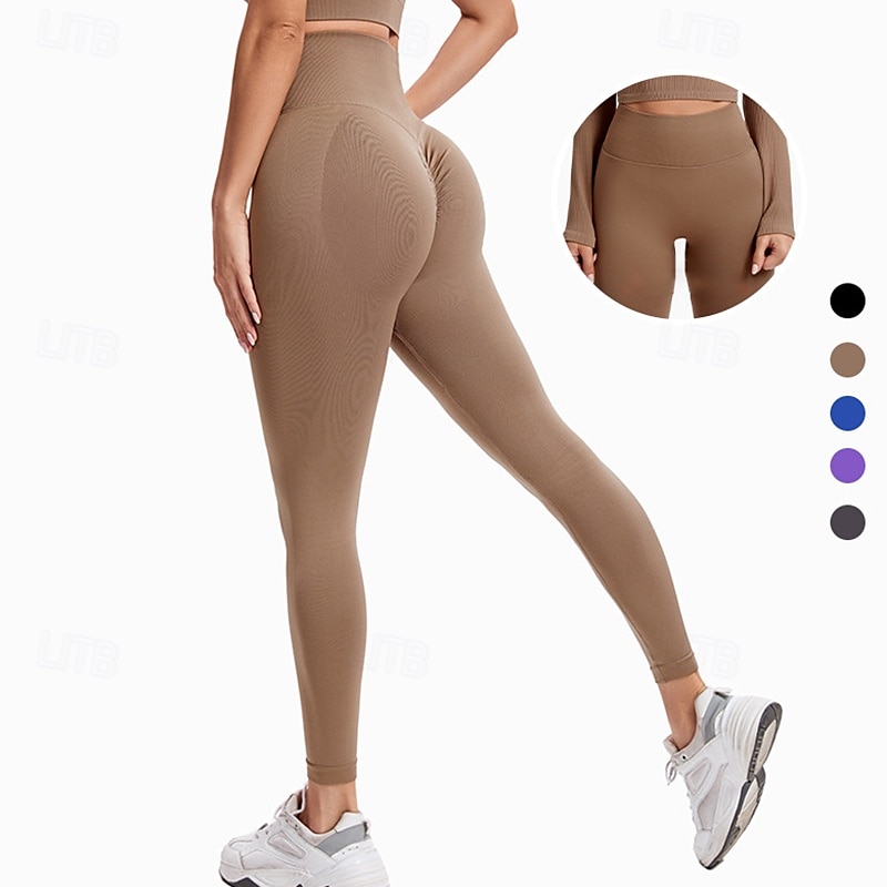 Mujer Leggings Capri Mallas Leggings de Yoga Control de barriga Alta cintura Gimnasio Rutina de ejercicio De Deporte Prendas de abajo Color sólido Negro Blanco Azul Otoño Deportes Ropa de Deporte 2025 - $18.99 –P2