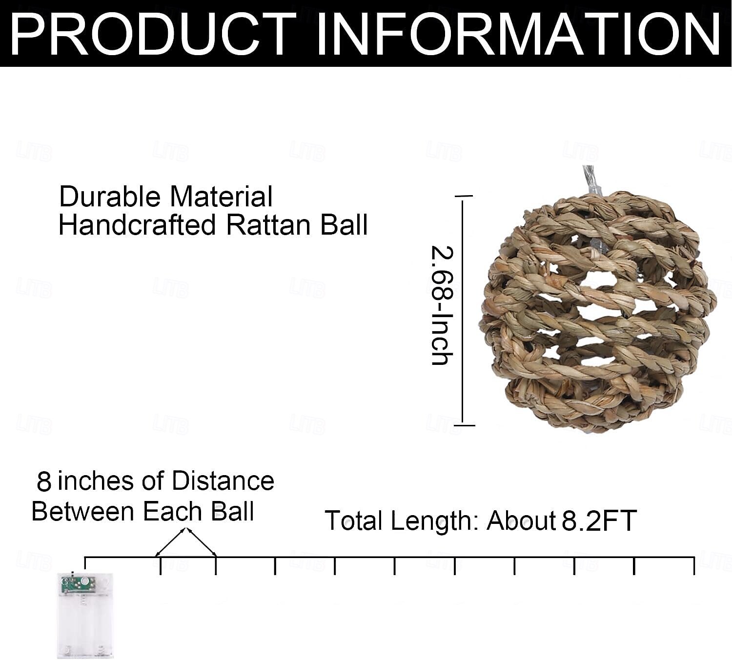 Rattan Wire Ball Style Decorative Lantern String Lights - 10 Lights Globe Rattan Wicker Ball String Lights Indoor Outdoor Patio String Light for Home Pergola Porch Party Backyard 2025 - $32.99 –P10
