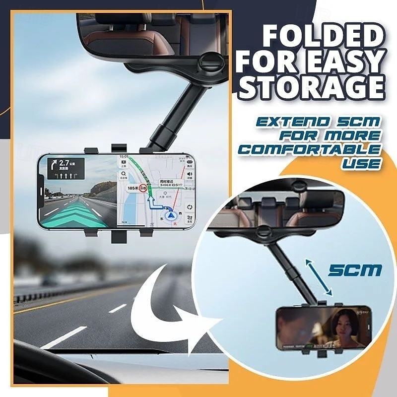 Support de téléphone de voiture rotatif et rétractable, support de rétroviseur multifonction réglable, support universel rotatif à 360 degrés pour la navigation GPS et les smartphones de 2025 ? $16.99 –P5