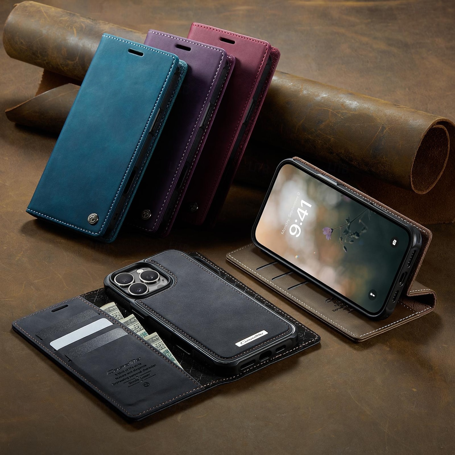 Phone Case For iPhone 16 iPhone 15 iPhone 14 13 12 11 Pro Max Plus Flip Cover Detachable Magnetic Support Wireless Charging TPU PU Leather 2025 - $21.99 –P1