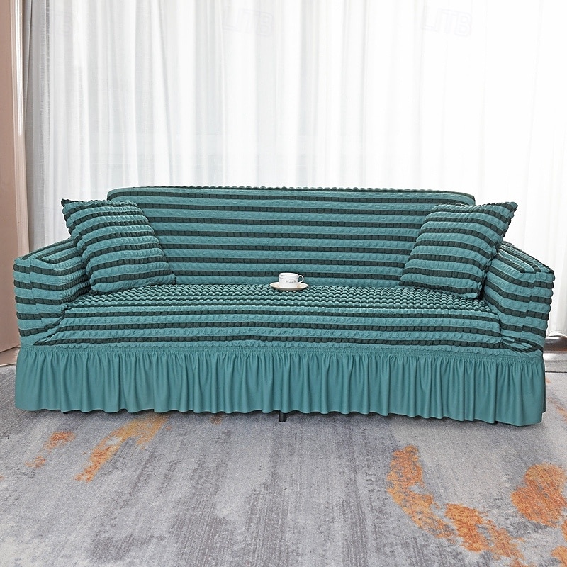 3D Bubble Lattice Elegant Stretch Sofa Cover Loveseat Cover Couch Cover Spandex Elastic Sofa Slipcover Protector with Skirt 2025 - $39.99 –P17