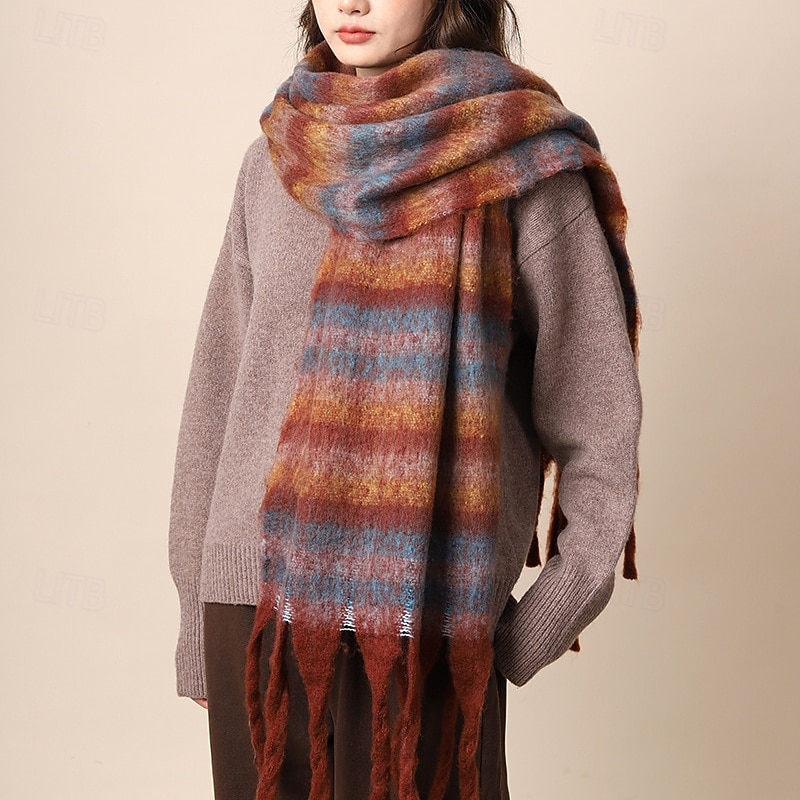 Per donna Sciarpa rettangolare Sciarpe da donna Streetwear Quotidiano Data Nero Arancione Sciarpa Plaid del 2025 a $22.99 –P4