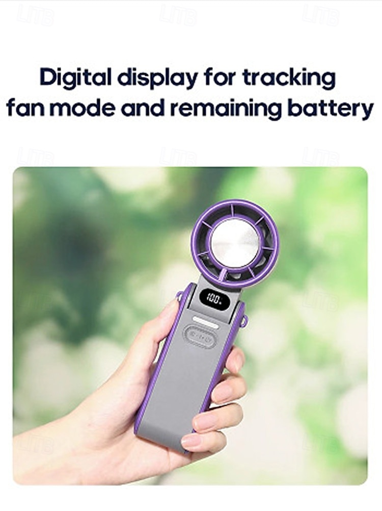 2025年 屋外用折りたたみ式ポータブルハンドヘルドファンミニ冷却充電式3600mAh 100段階自由制御高速ターボファン  コレクション – $24.99 –P4