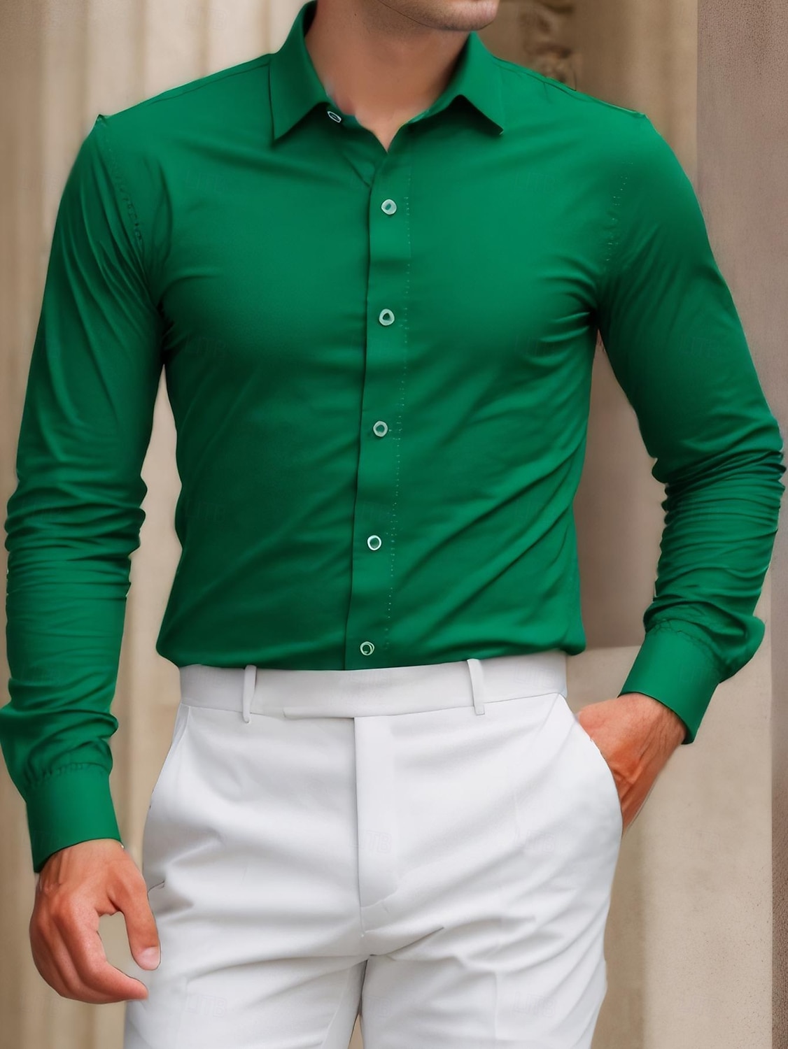 Per uomo Camicia Camicia elegante Camicie da Smoking Colore Solido / Tinta Unita Ufficio & Carriera Abbigliamento quotidiano Rosa + arancio Verde + arancio Rosa + verde Manica Lunga Colletto a Camicia del 2026 a $31.99 –P1