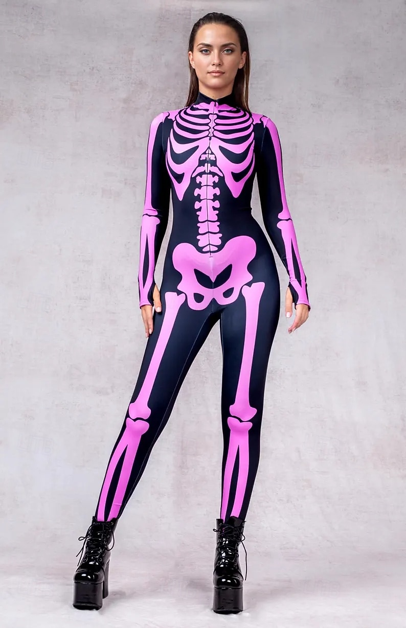 koponya csontváz test halloween csoportos páros jelmezek teljes testes macskaruha ijesztő jelmez férfi női fiú gyermek felnőttek előadás buli klub halloween karnevál halottak napja könnyű 2025 - $29.99 –P7