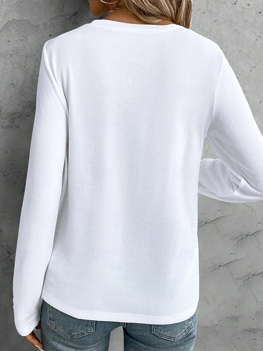 Женская футболка с круглым вырезом длинным рукавом туника графическая бабочка винтажная повседневная обычные топы ежедневный принт красный синий радужный весна осень 2025 - $22.99 –P2