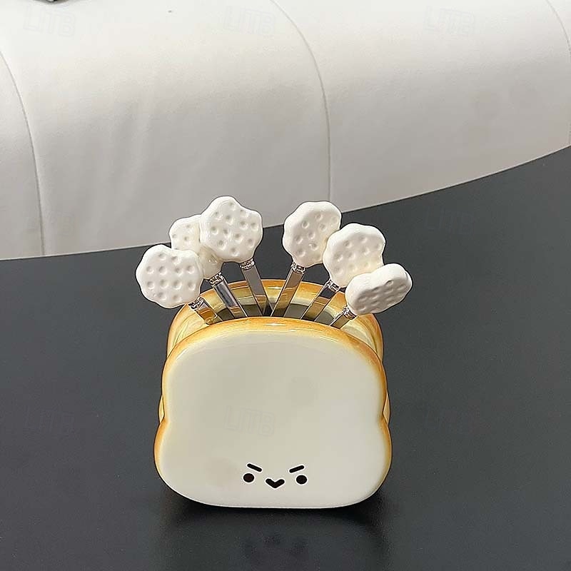 Bread-Shaped Fruit Fork Set with Jar, Cute Afternoon Tea and Café Tableware, Perfect for Fruits and Snacks 2025 - $32.99 –P5