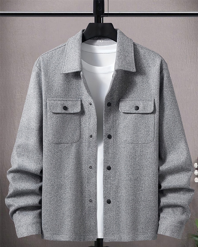 Homme Veste Légère Chemise Veste Veste Décontractée Chemise Vacances Quotidien Respirant Avec Poches Printemps Automne Uni Mode Classique Revers Régulier Noir bleu marine Kaki Gris Claire Vert de 2025 ? $27.99 –P11