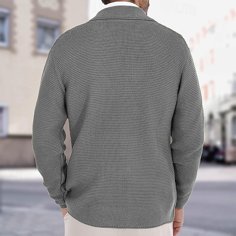Per uomo Felpa Cardigan A Coste Maglia Top Regolari Lavorato a maglia Semplice Dentellato Moderno Contemporaneo Elegante casual Ufficio Casuale Abbigliamento Primavera & Autunno Nero Blu scuro S M L del 2025 a $41.99 –P7